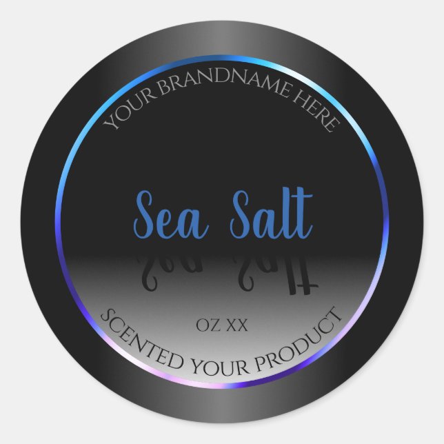 Modern Black White Product Labels Blue Teal Frame (Front)