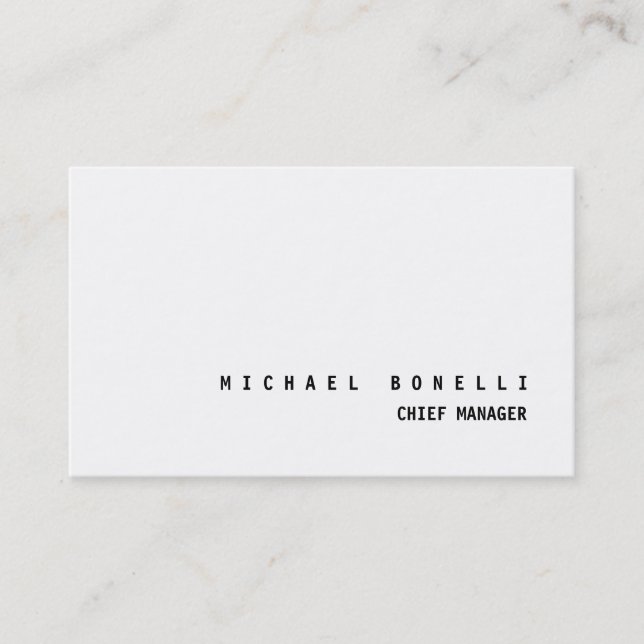 Modern Black & White Professional Minimalist Plain Business Card (Front)