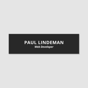 Modern Black & White Professional Name Tag