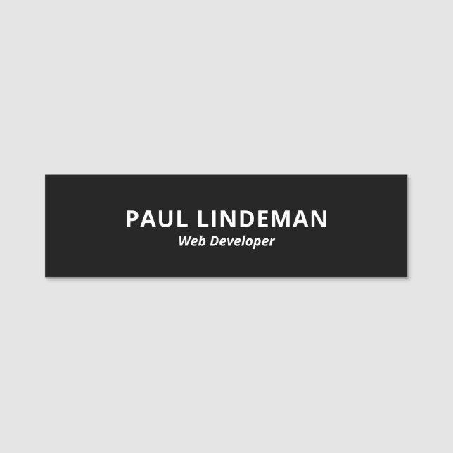 Modern Black & White Professional Name Tag  (Front)