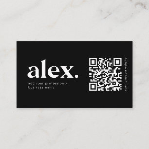 Modern Black & White QR Code Logo Business Card