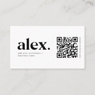 Modern Black & White QR Code Logo Business Card