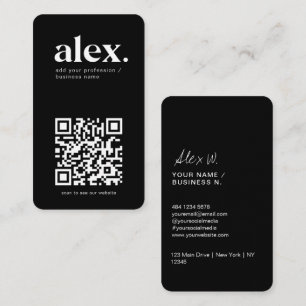 Modern Black & White QR Code Logo Business Card