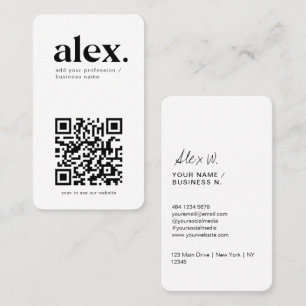 Modern Black & White QR Code Logo Business Card