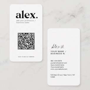 Modern Black & White QR Code Logo Business Card