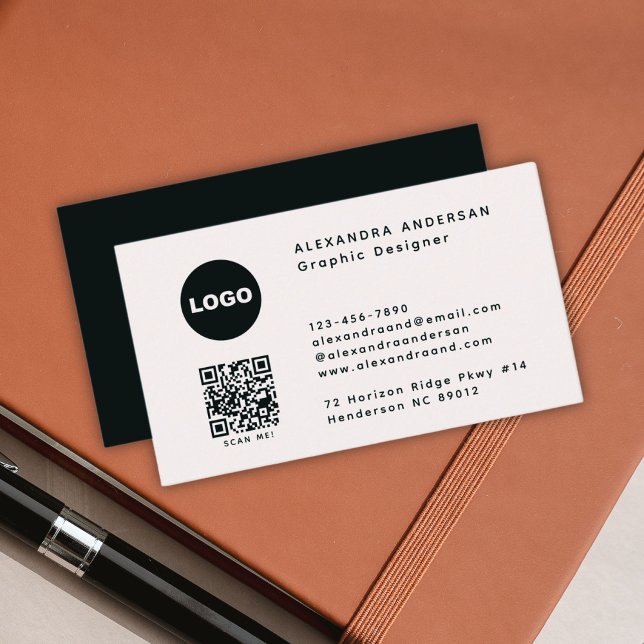 Modern Black White QR Code Logo Professional Business Card (Modern Black White QR Code Logo Professional Business Card)