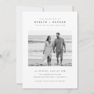 Modern Black & White QR Code Photo Wedding Invitation