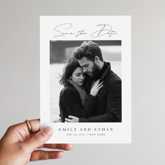 Modern Black & White QR Code Photo Wedding Invitation (Creator Uploaded)