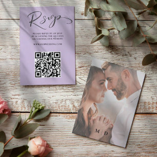 Modern Black & White QR Code RSVP Wedding Card