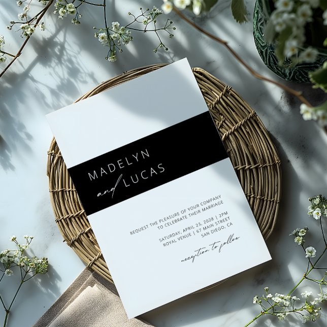Modern Black | White QR Code Wedding In Invitation (Creator Uploaded)