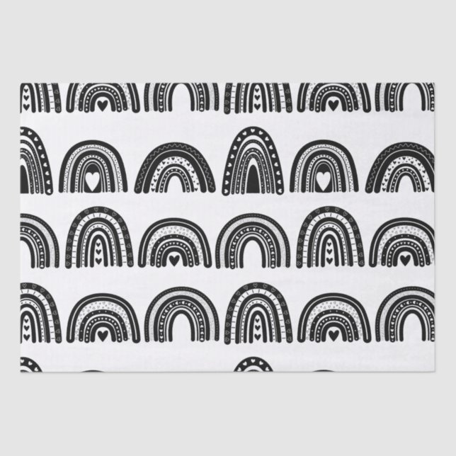 Modern Black White Rainbow SmallBusiness Packaging Tissue Paper (Front)