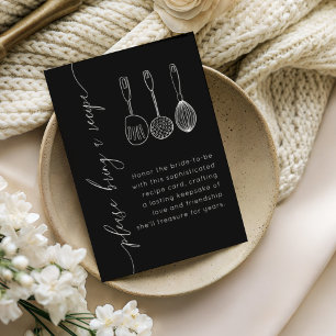 Modern Black & White Recipe Bridal Shower Enclosure Card