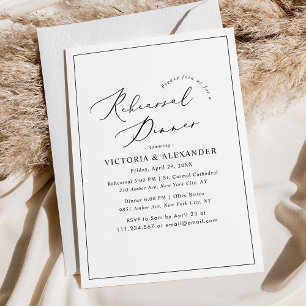 Modern Black White Rehearsal Dinner Invitation
