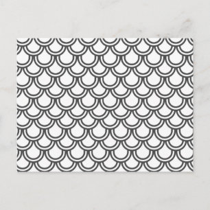 Modern Black White Retro Scallop  Pattern Postcard