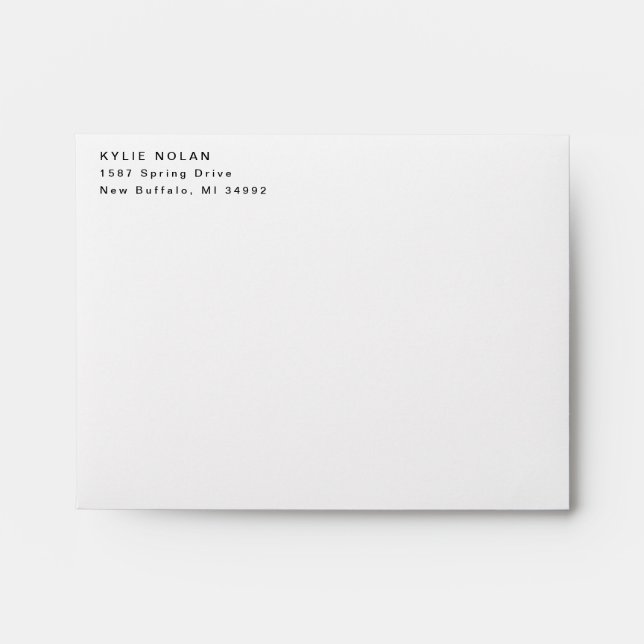 Modern Black White Return Address Typography Envelope (Front)