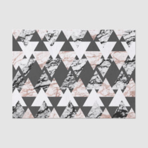 Modern Black White Rose Gold Marble Geo Triangles Tissue Paper