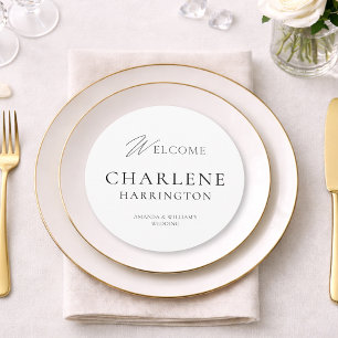 Modern Black & White Round Wedding Sign & Menu