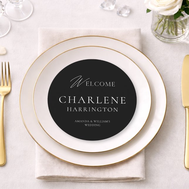 Modern Black & White Round Wedding Sign & Menu (Creator Uploaded)