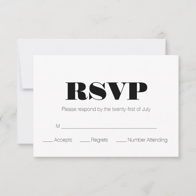 Modern Black White RSVP (Front)