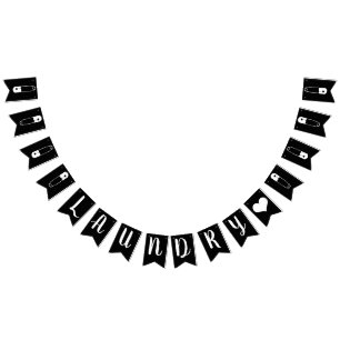 Modern Black & White Safety Pins Laundry Room Bunting