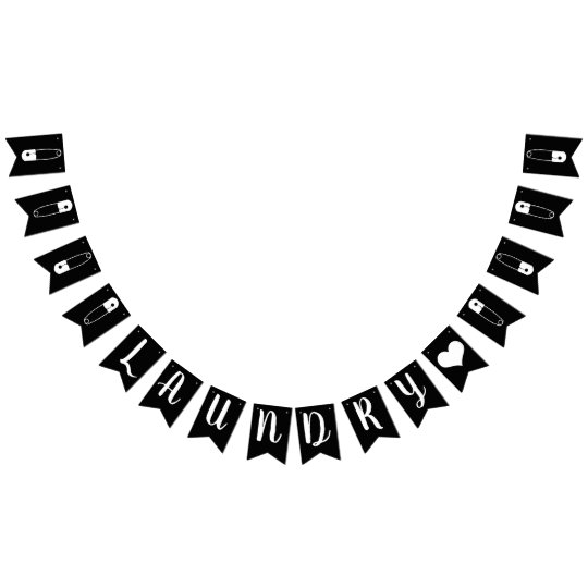 Modern Black White Safety Pins Laundry Room Bunting Zazzle Co Uk