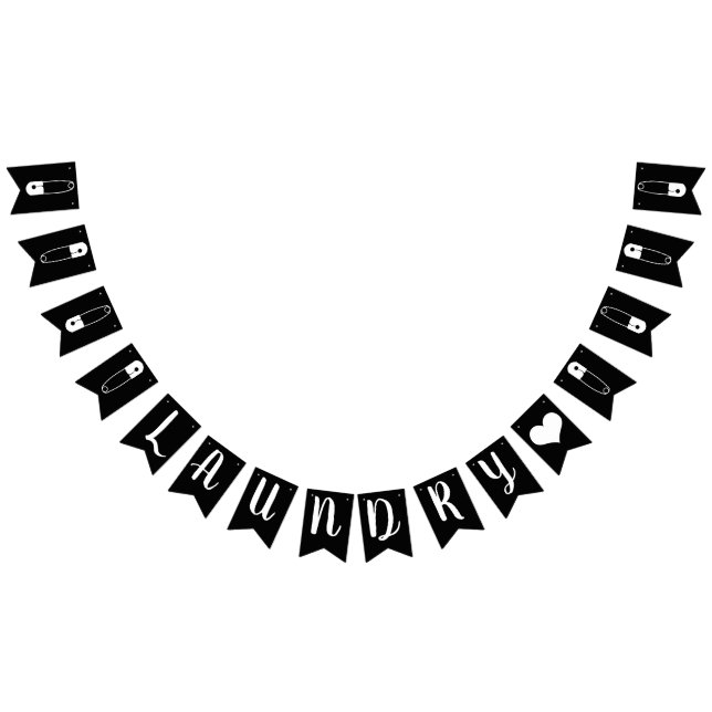 Modern Black & White Safety Pins Laundry Room Bunting (All)