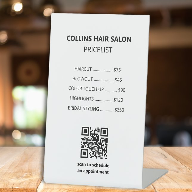 Modern Black White Salon Service Price List Pedestal Sign (Modern Black White Salon Service Price List Pedestal Sign)