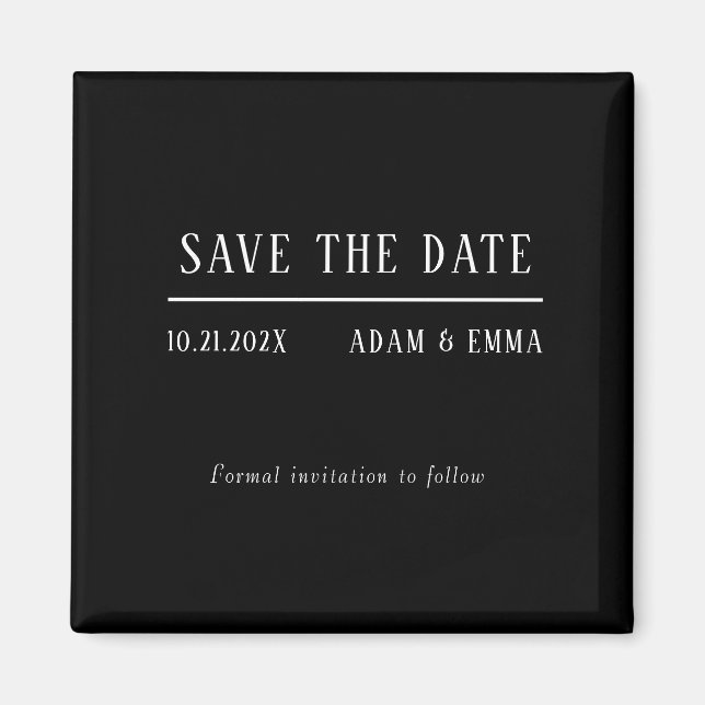 Modern Black & White Save The Date Magnet (Front)