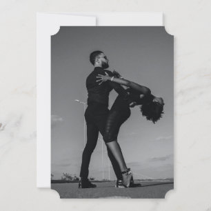 Modern Black & White Script Couple Photo Wedding Invitation