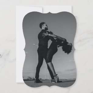 Modern Black & White Script Couple Photo Wedding Invitation