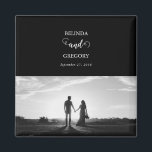 Modern Black & White Script Couple Photo Wedding  Magnet<br><div class="desc">A beautiful black and white calligraphy script design showcasing the couple's photo. A modern wedding couple photo design with simple minimalistic elements. An ideal wedding modern favour design for anyone who loves script calligraphy, black and white designs and photo picture wedding stationery. Matching wedding invitations and other stationery items are...</div>