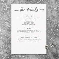 Modern Black White Script Minimal Wedding Details