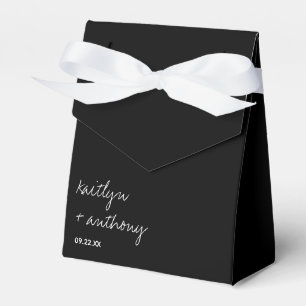 Modern Black & White Script Minimalistic Wedding Favour Box