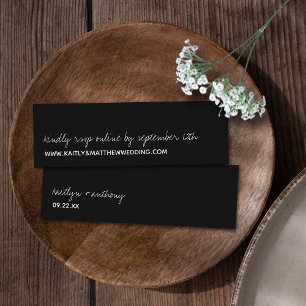 Modern Black & White Script Minimalistic Wedding Mini Business Card