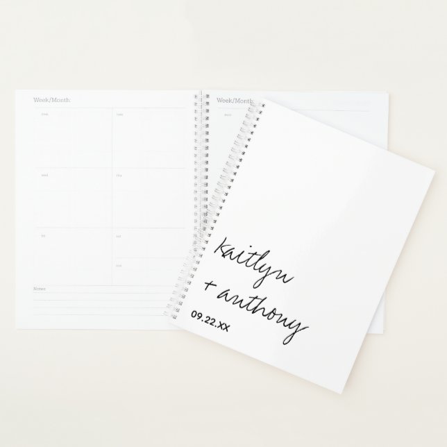 Modern Black & White Script Minimalistic Wedding Planner (Display)