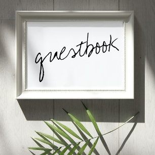 Modern Black & White Script Minimalistic Wedding Poster