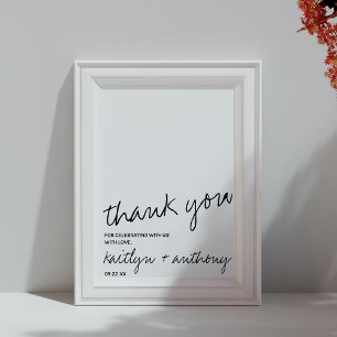 Modern Black & White Script Minimalistic Wedding Poster