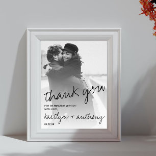 Modern Black & White Script Minimalistic Wedding Poster