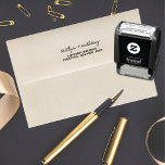 Modern Black & White Script Minimalistic Wedding Self-inking Stamp<br><div class="desc">Make adding your return address easy with this stylish and very trendy return address stamp. The sample wording is easy to personalize with your own names and address and this stamp is perfect for adding your return address to every day correspondences or wedding related stationery such as save the dates,...</div>