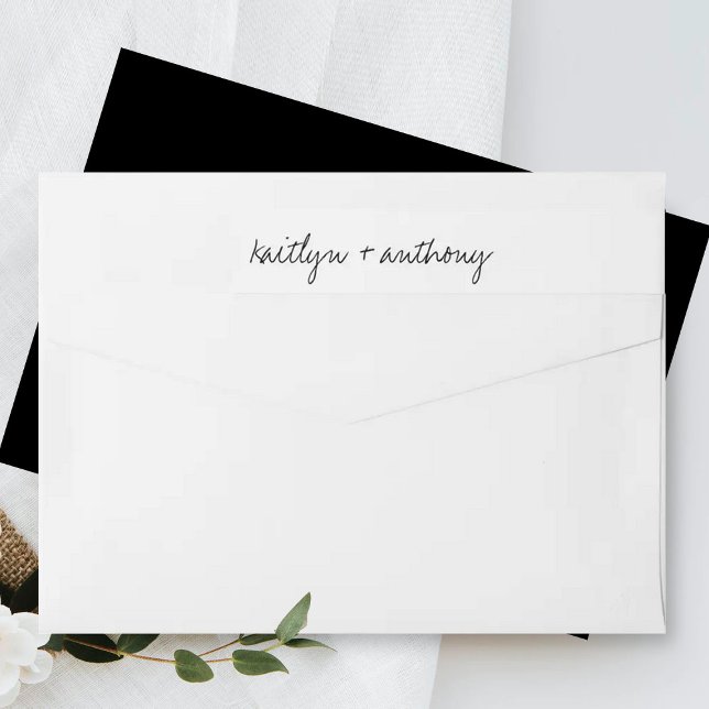 Modern Black & White Script Minimalistic Wedding Wrap Around Label (Creator Uploaded)