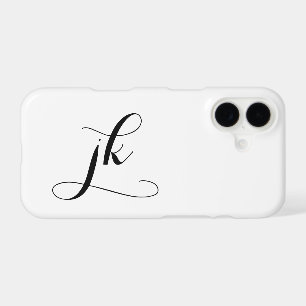 Modern Black White Script Monogram Name