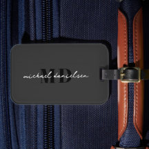 Modern Black & White Script Monogrammed Minimalist