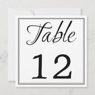 Modern Black & White Script Table Number Cards