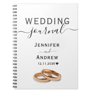 Modern Black & White Script Wedding  Notebook