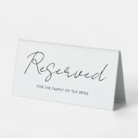 Modern Black & White Script Wedding Reserved Table