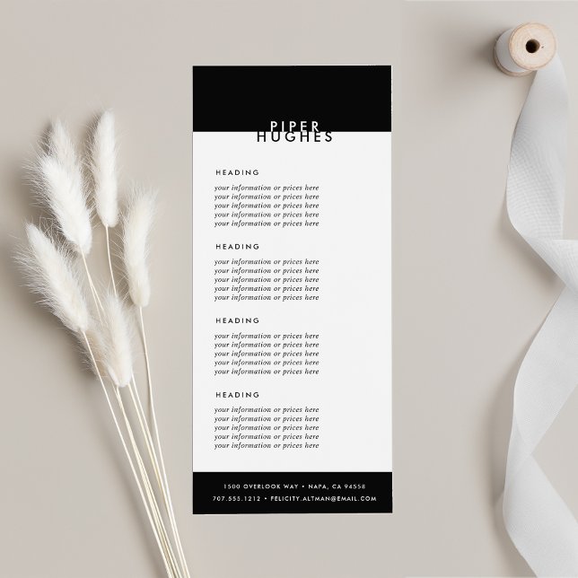 Modern Black & White Services or Price List Rack Card (Creator Uploaded)