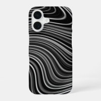 Modern Black White Silver Grey Curvy Lines