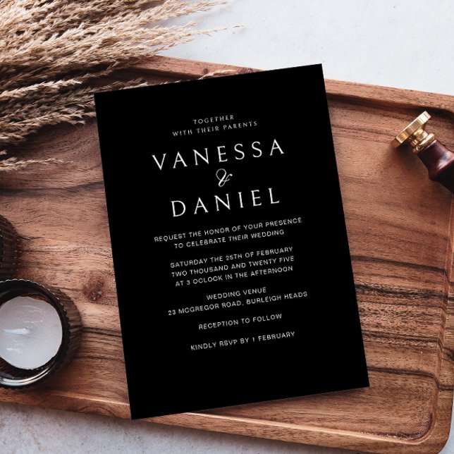 Modern Black & White Simple Elegance Wedding Invitation (Creator Uploaded)