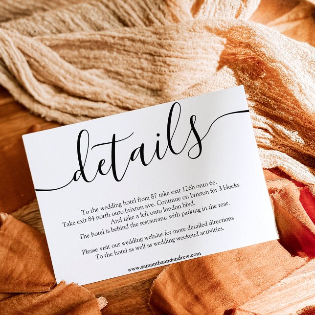 Modern black white simple wedding details enclosure card (Creator Uploaded)