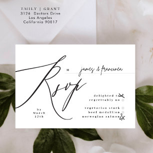 Modern Black & White Simple Wedding RSVP Card